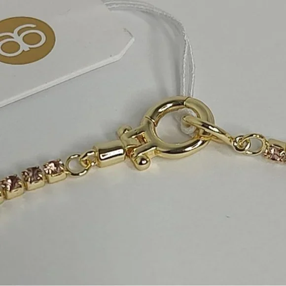 Gorjana Bracelet Lexi 18K Gold Plated Crystal Blush Pink NEW - Picture 7 of 10